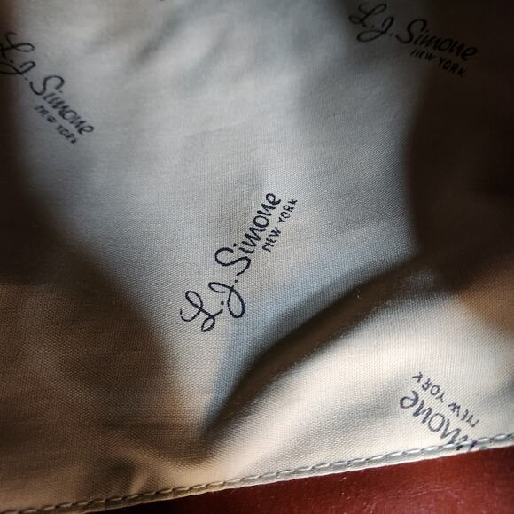 L.J. Simone New York Brown Leather with Wool Pattern Design Purse - Picture 7 of 7